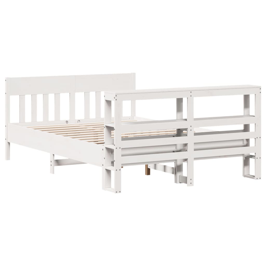 Cadre de lit sans matelas blanc 120x200 cm bois de pin massif - XIOS