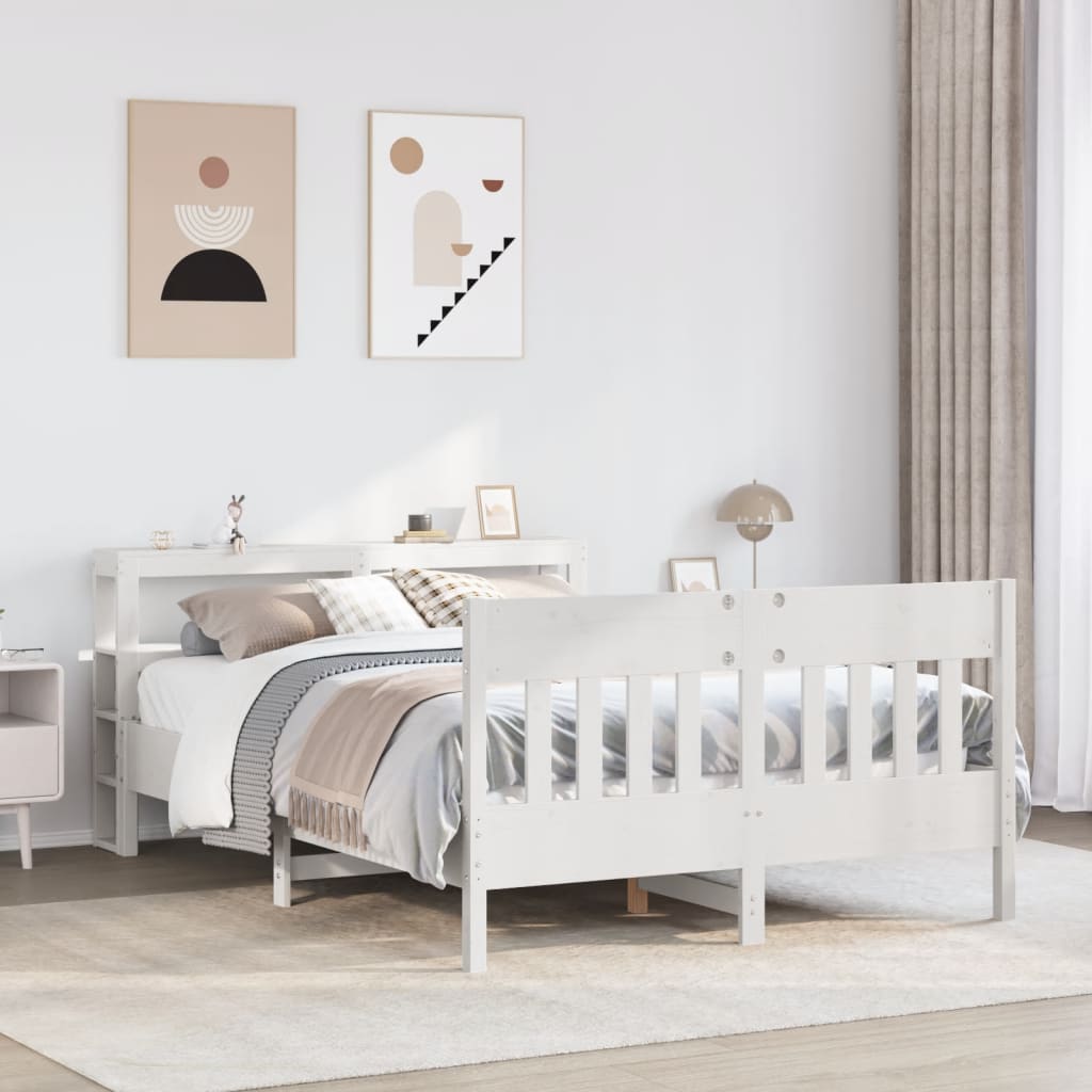Cadre de lit sans matelas blanc 120x200 cm bois de pin massif - XIOS