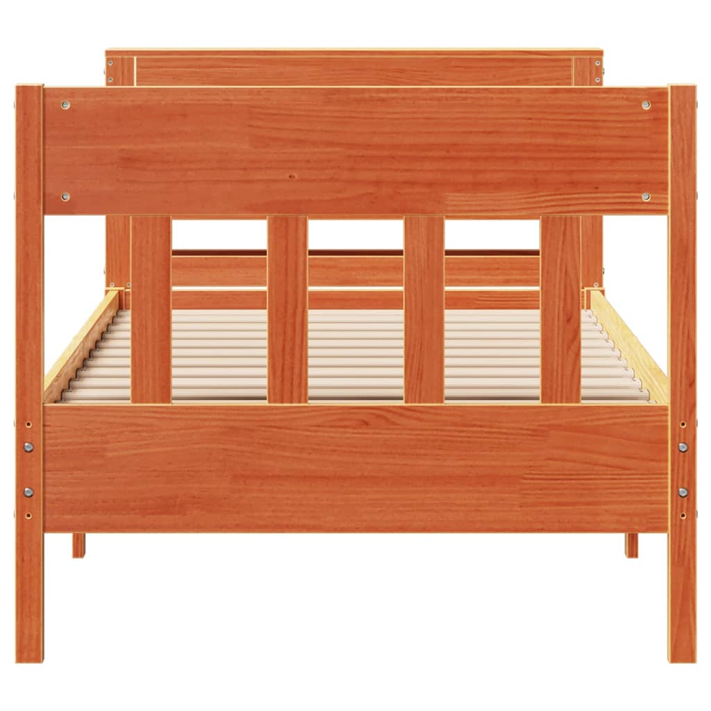 Cadre de lit sans matelas cire marron 90x200 cm bois pin massif - XIOS