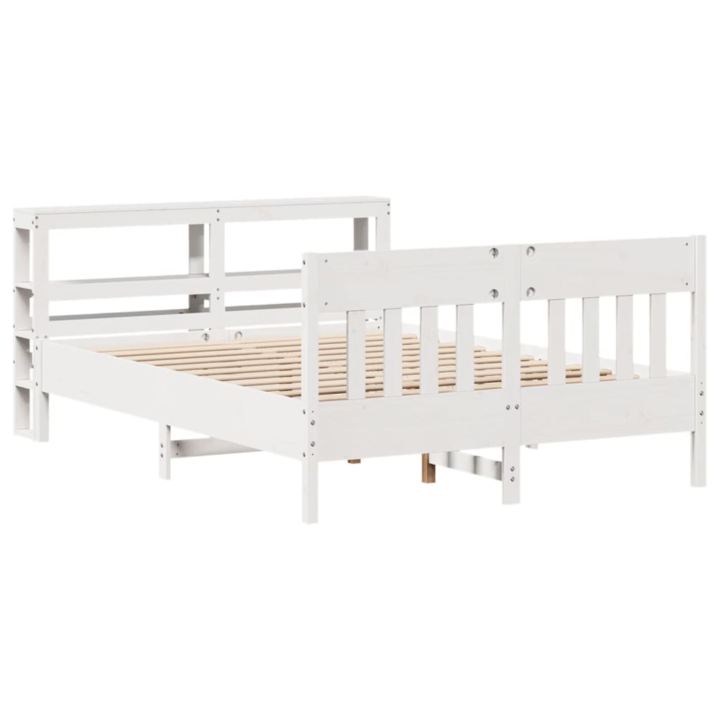 Cadre de lit sans matelas blanc 120x190 cm bois de pin massif - XIOS