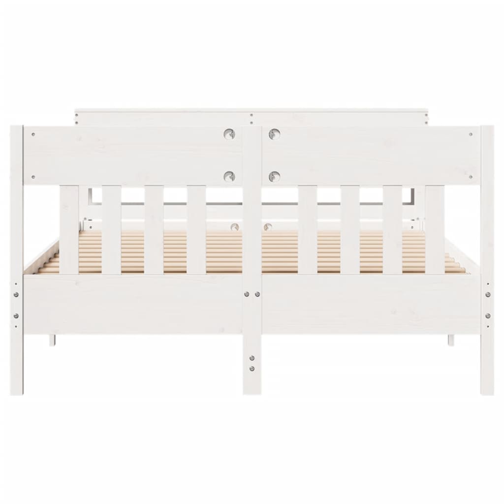 Cadre de lit sans matelas blanc 120x190 cm bois de pin massif - XIOS