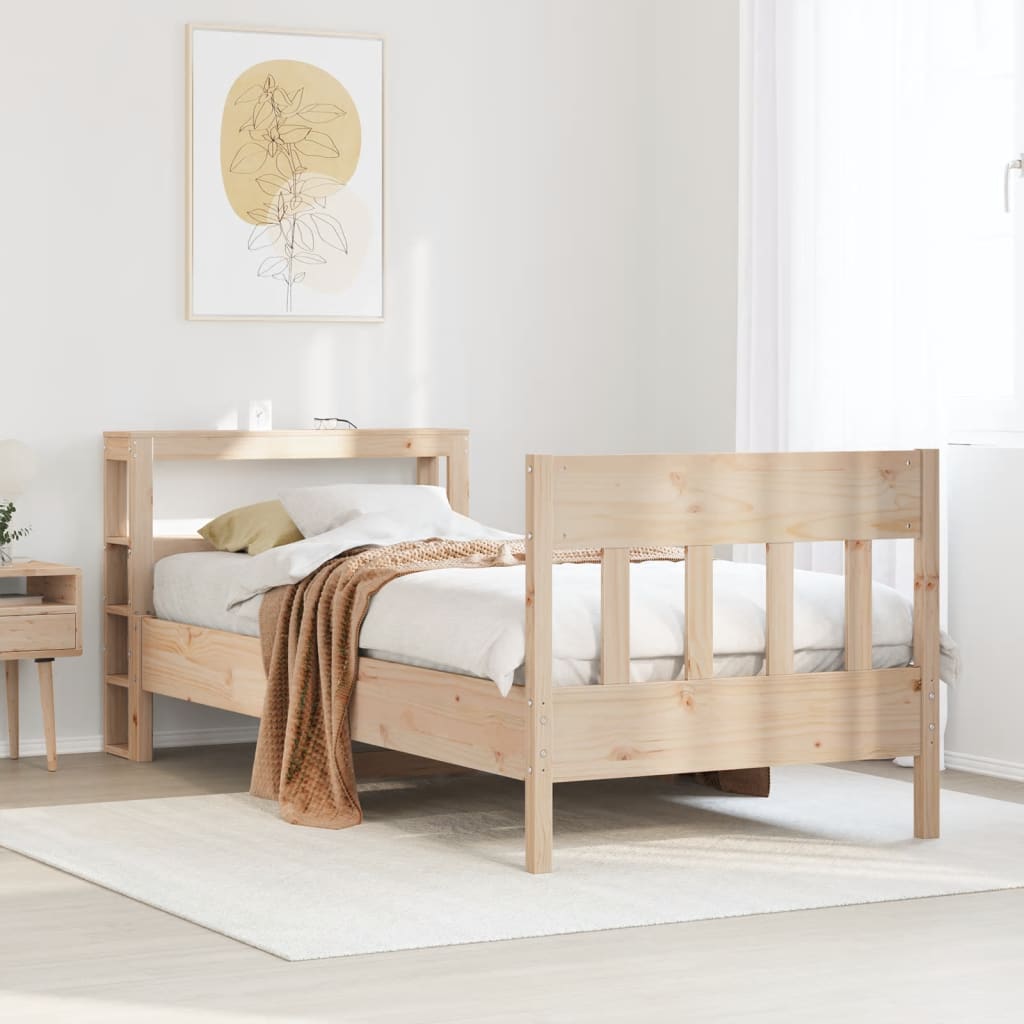 Cadre de lit sans matelas 75x190 cm bois de pin massif - XIOS