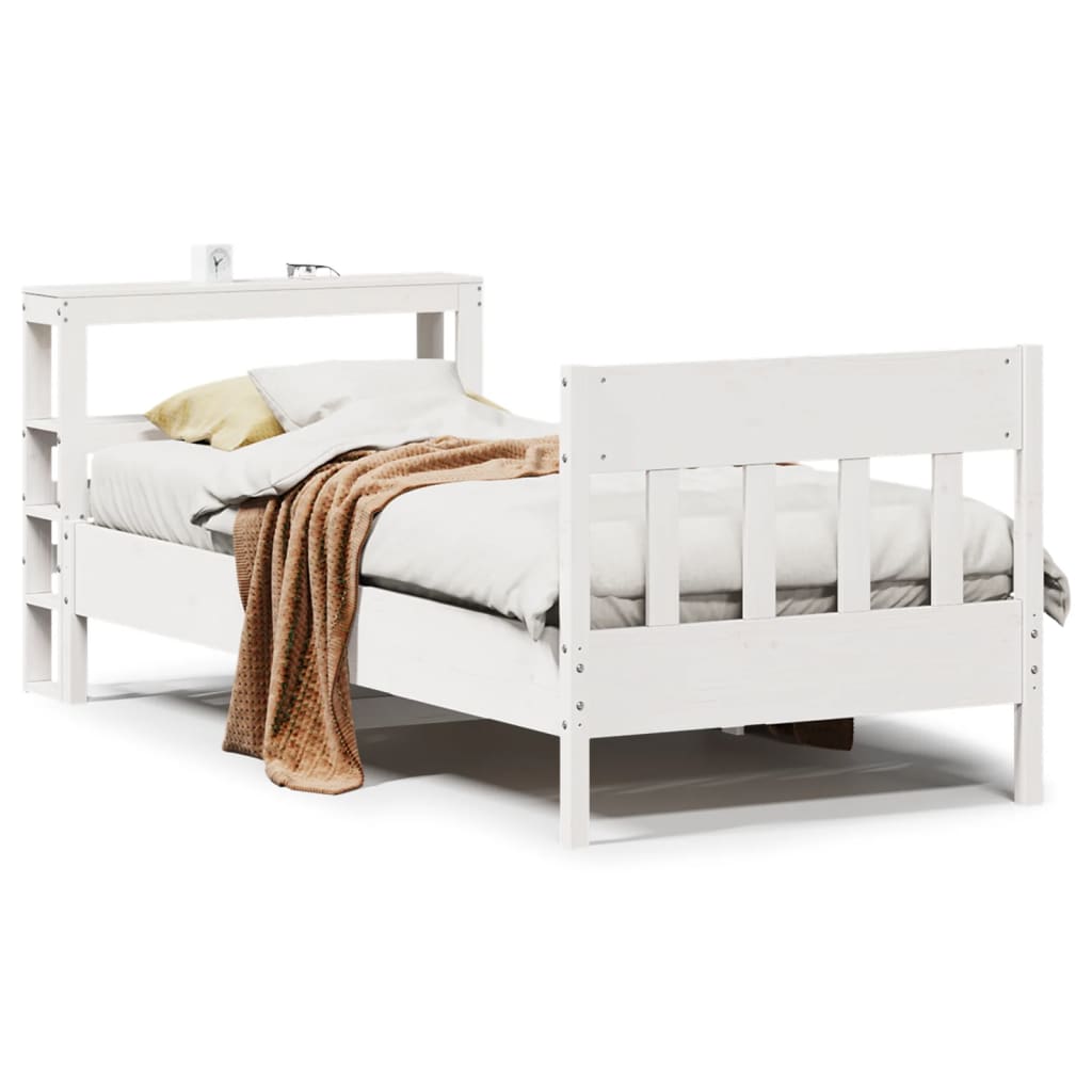 Cadre de lit sans matelas blanc 75x190 cm bois de pin massif - XIOS