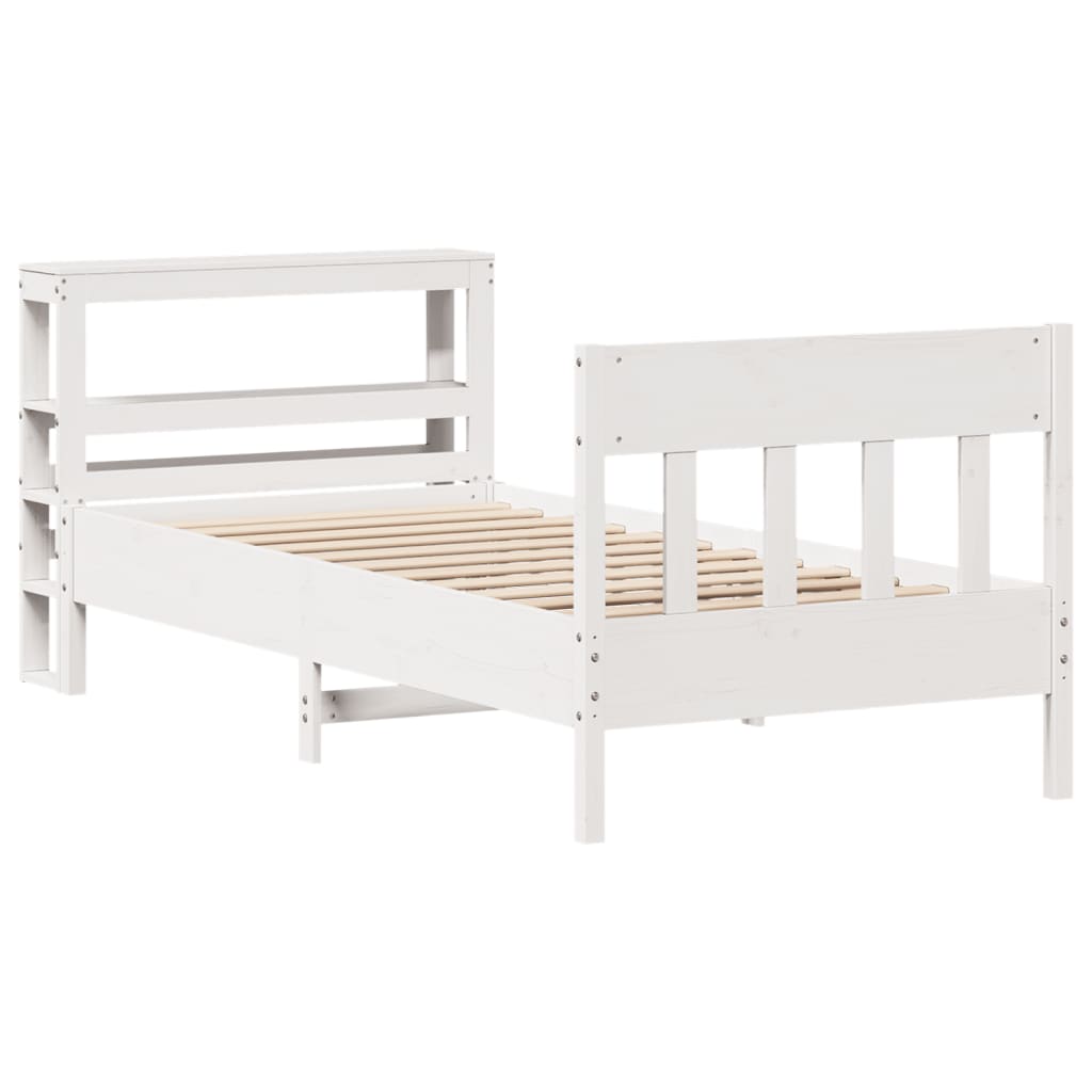 Cadre de lit sans matelas blanc 75x190 cm bois de pin massif - XIOS