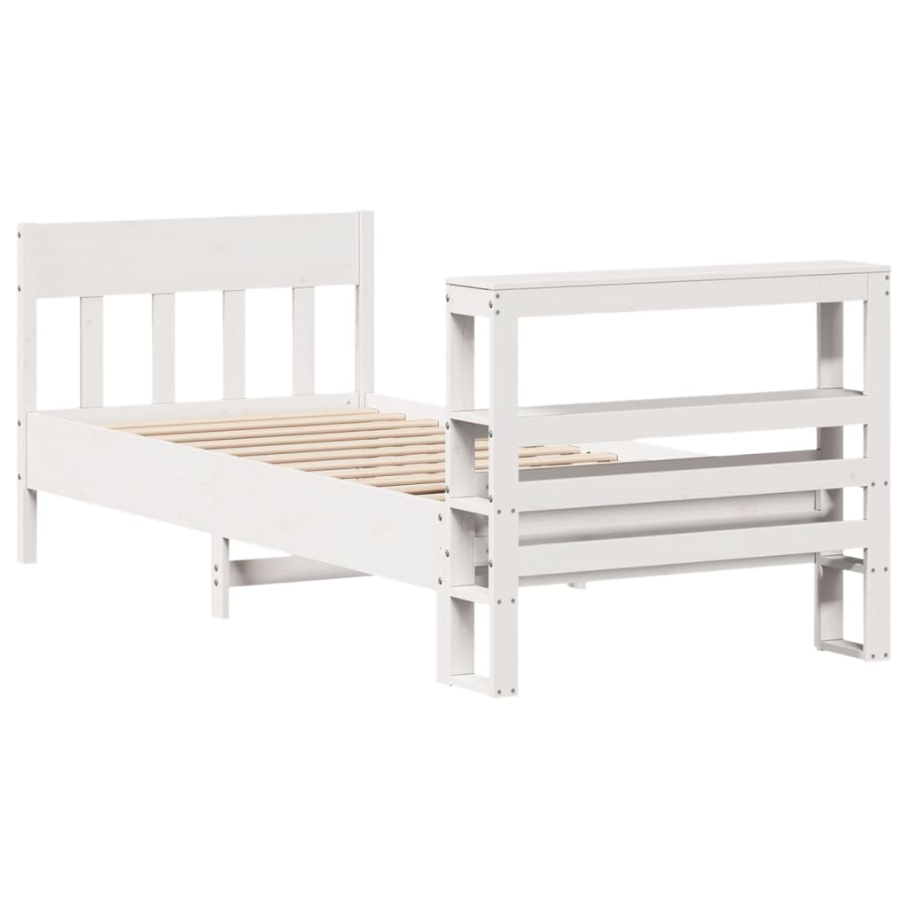 Cadre de lit sans matelas blanc 75x190 cm bois de pin massif - XIOS