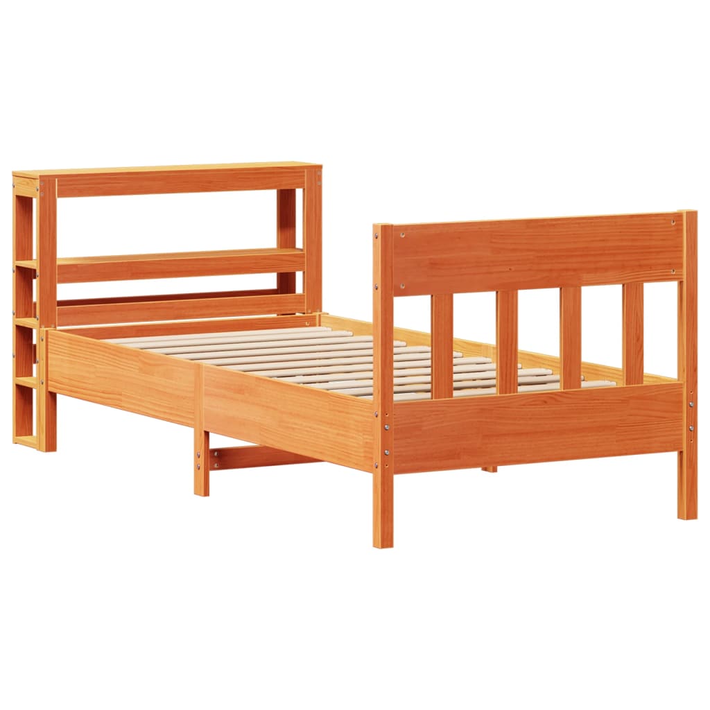 Cadre de lit sans matelas cire marron 75x190 cm bois pin massif - XIOS