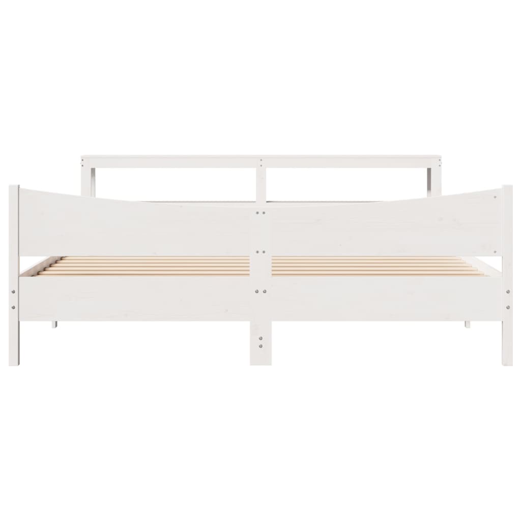 Cadre de lit et tête de lit blanc 200x200 cm bois de pin massif - XIOS