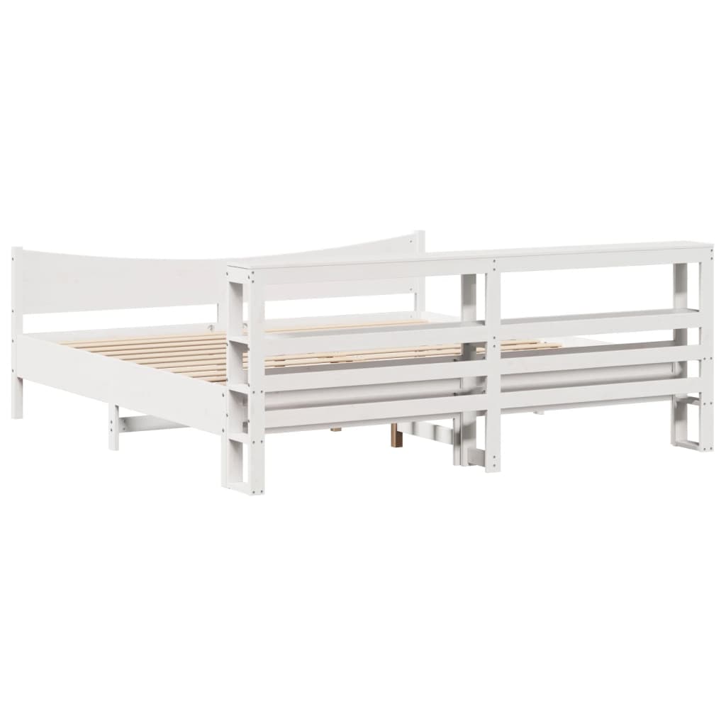 Cadre de lit et tête de lit blanc 200x200 cm bois de pin massif - XIOS
