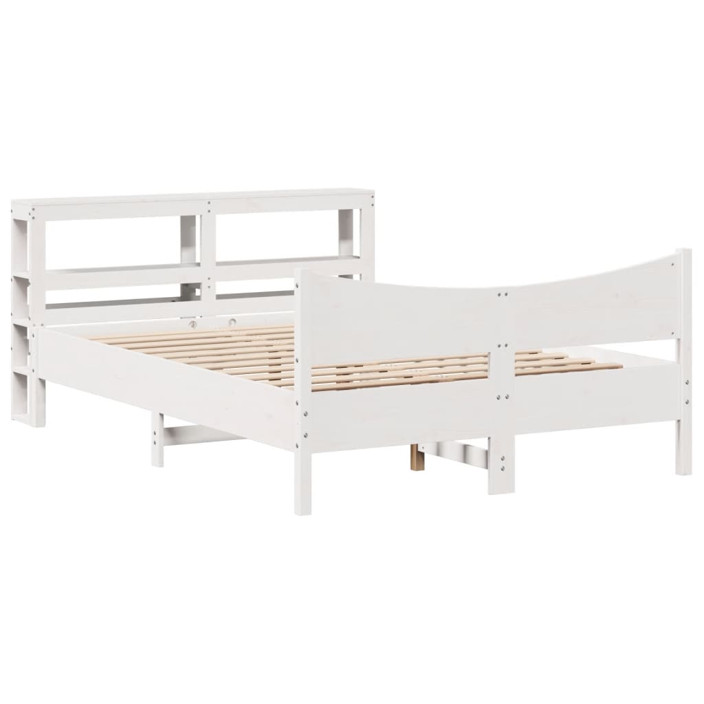 Cadre de lit avec tête de lit blanc 150x200 cm bois pin massif - XIOS