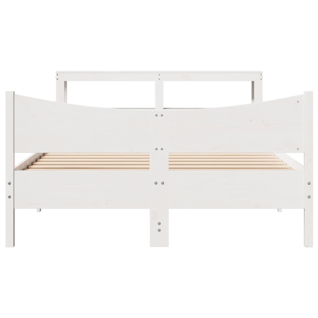 Cadre de lit avec tête de lit blanc 150x200 cm bois pin massif - XIOS