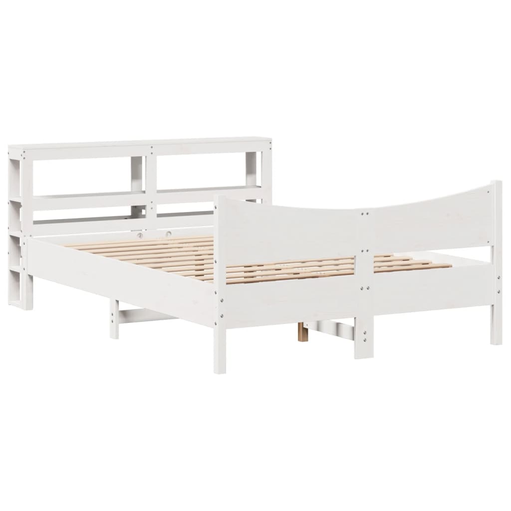 Cadre de lit avec tête de lit blanc 120x200 cm bois pin massif - XIOS
