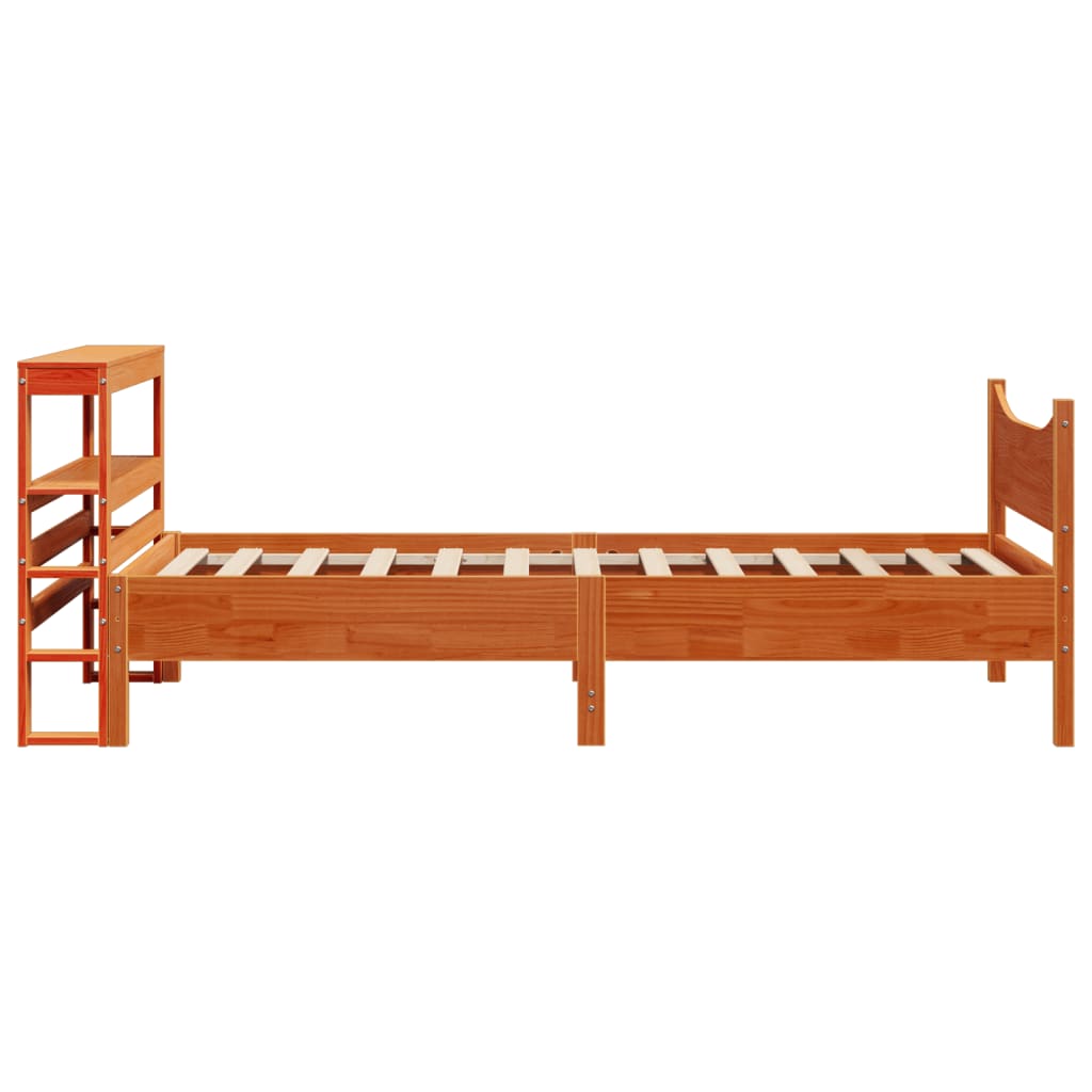 Cadre de lit avec tête de lit cire marron 75x190 cm bois de pin - XIOS