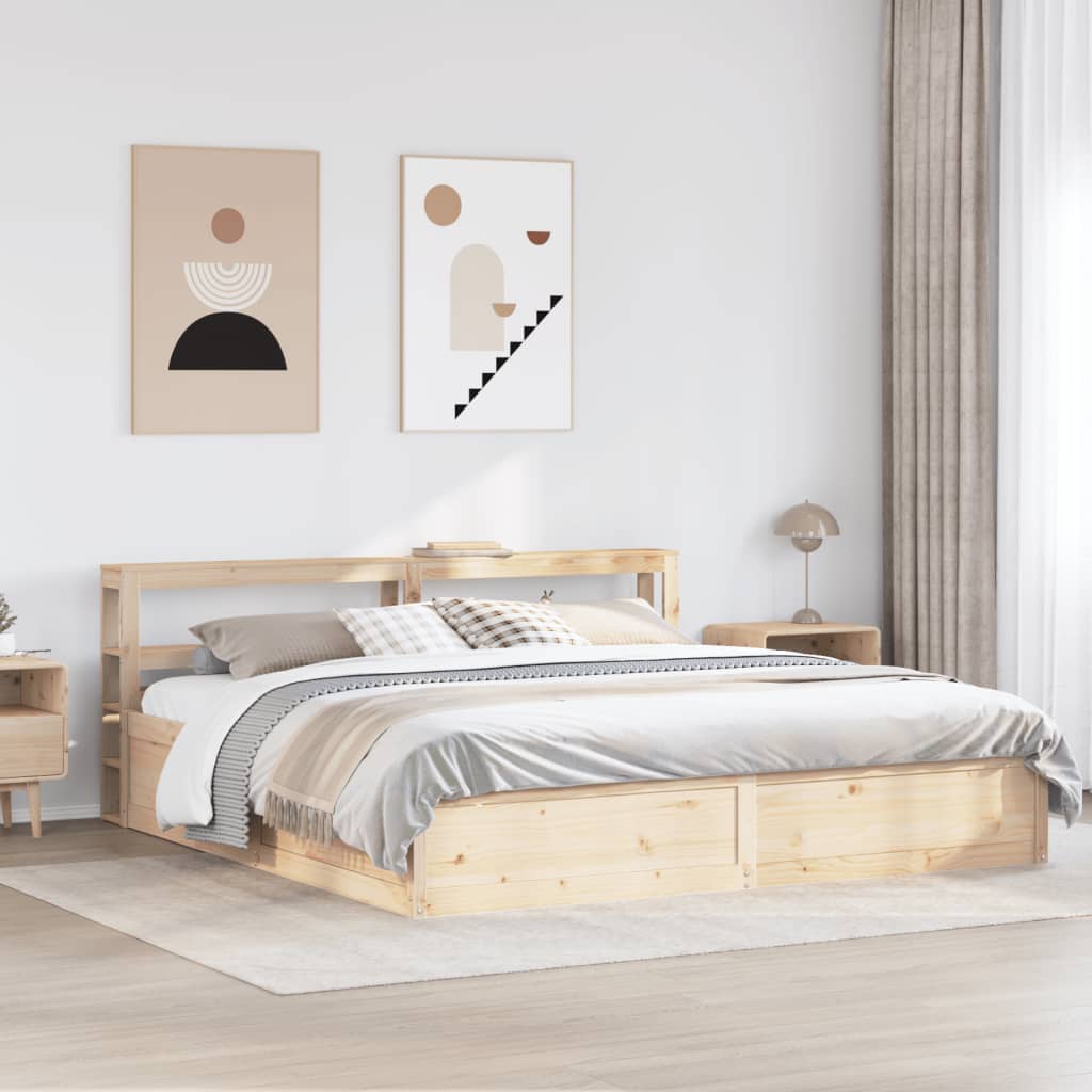 Cadre de lit avec tête de lit 180x200 cm bois de pin massif - XIOS