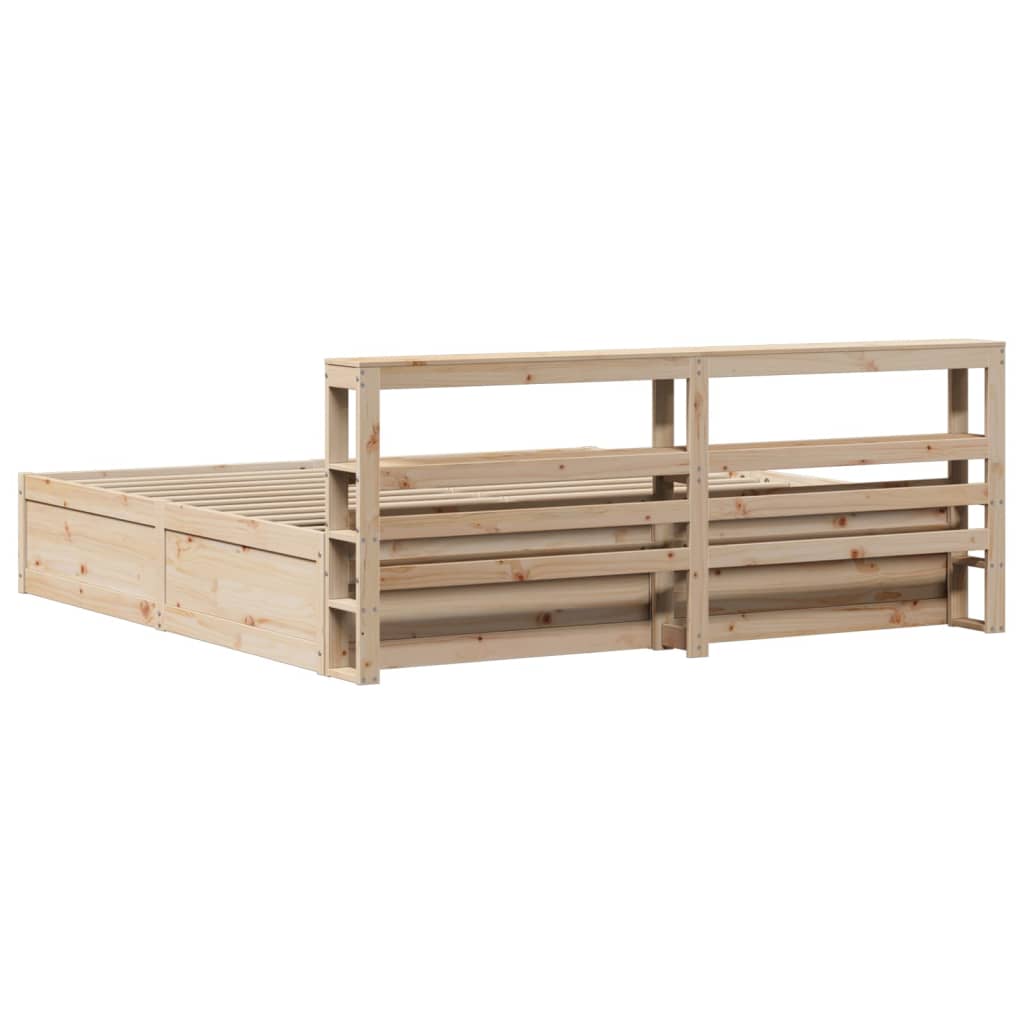 Cadre de lit avec tête de lit 180x200 cm bois de pin massif - XIOS