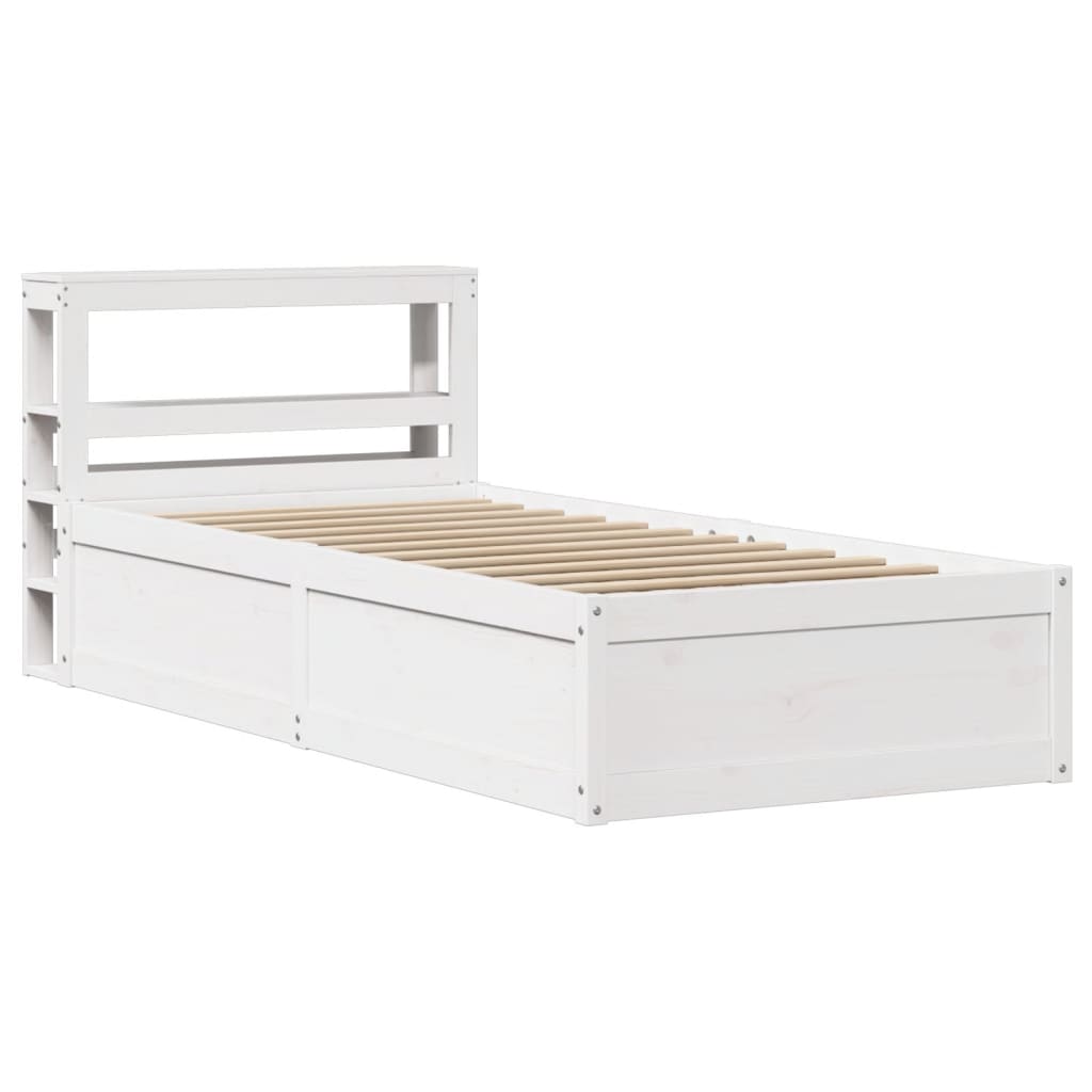 Cadre de lit avec tête de lit blanc 90x200cm bois de pin massif - XIOS