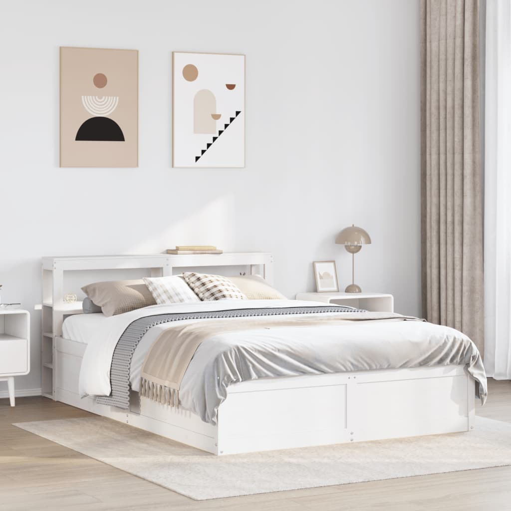 Cadre de lit avec tête de lit blanc 120x190 cm bois pin massif