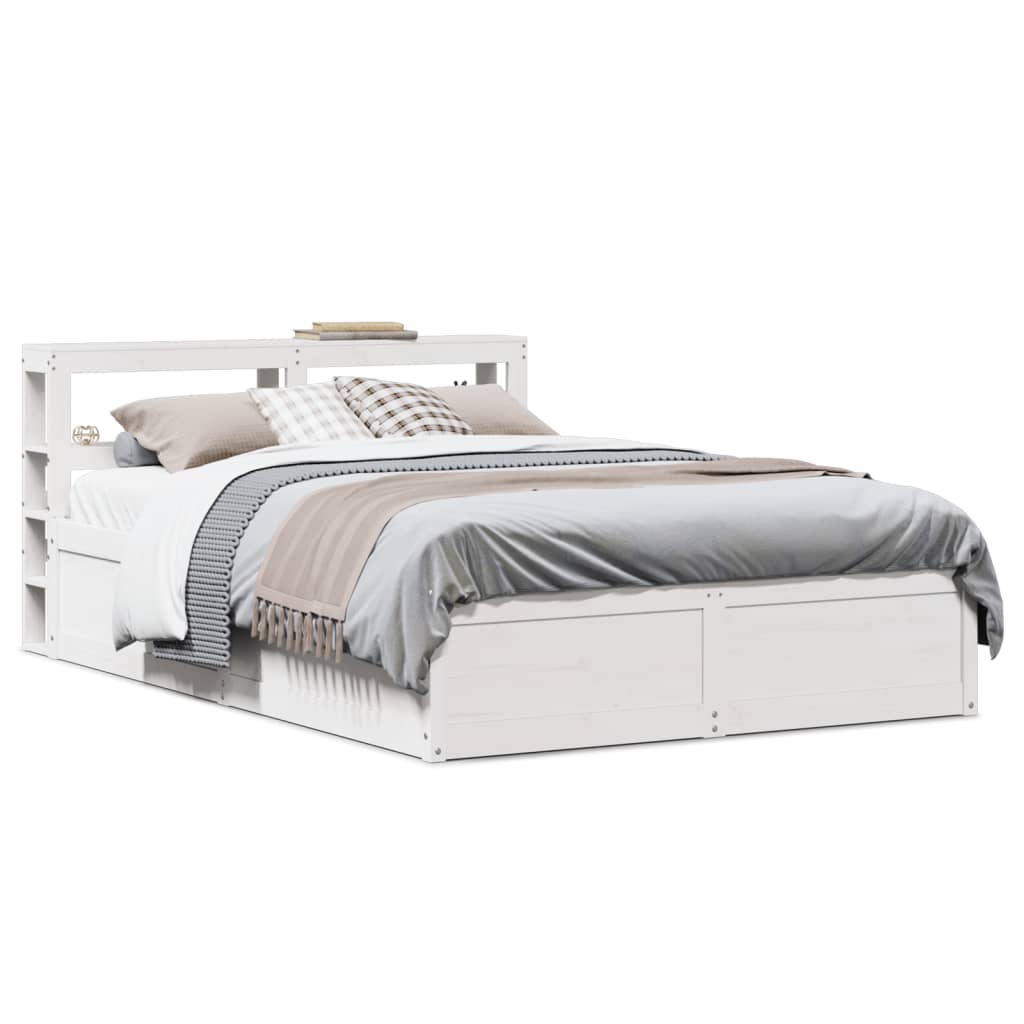 Cadre de lit avec tête de lit blanc 120x190 cm bois pin massif - XIOS
