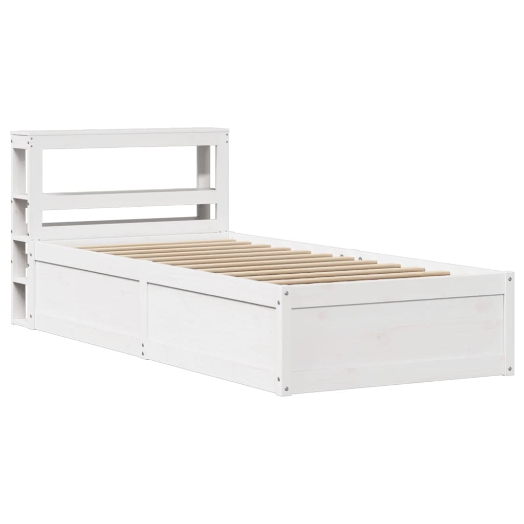 Cadre de lit avec tête de lit blanc 90x190cm bois de pin massif - XIOS