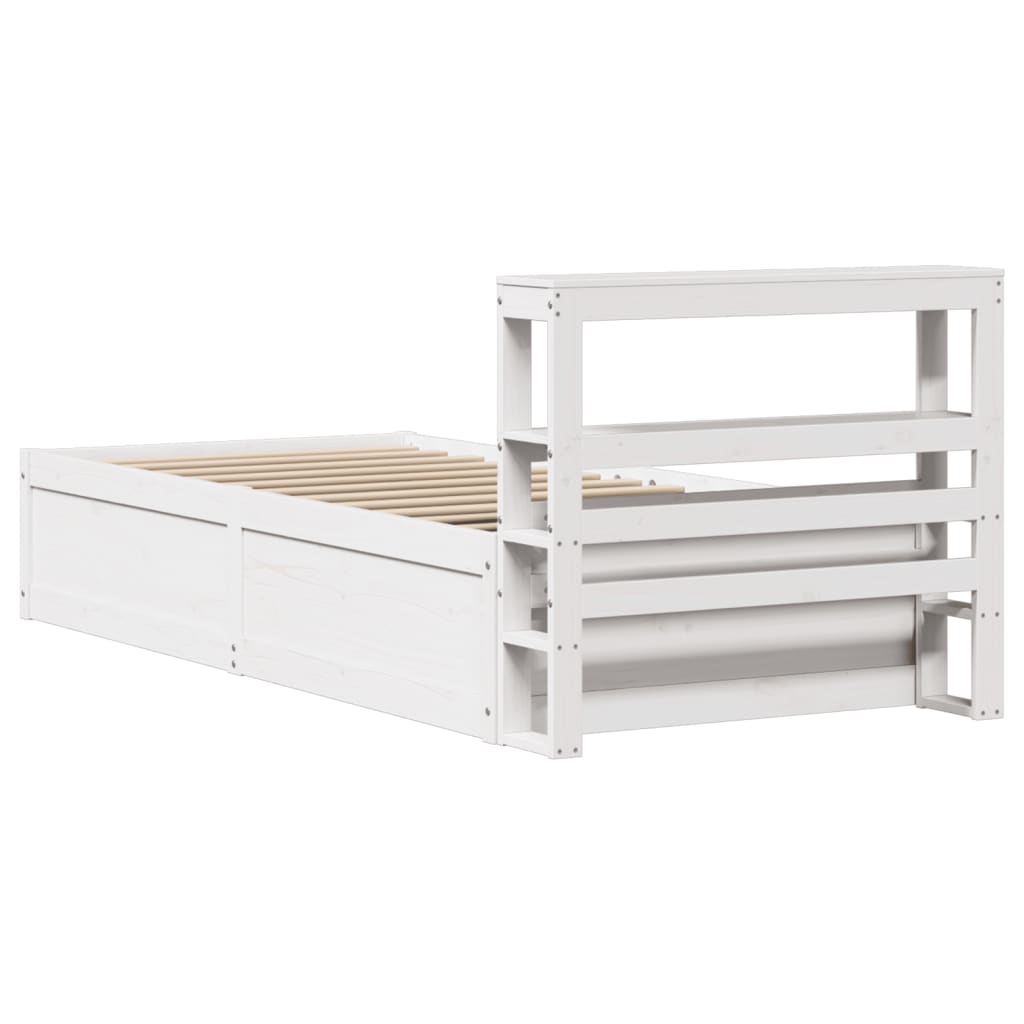 Cadre de lit avec tête de lit blanc 90x190cm bois de pin massif - XIOS