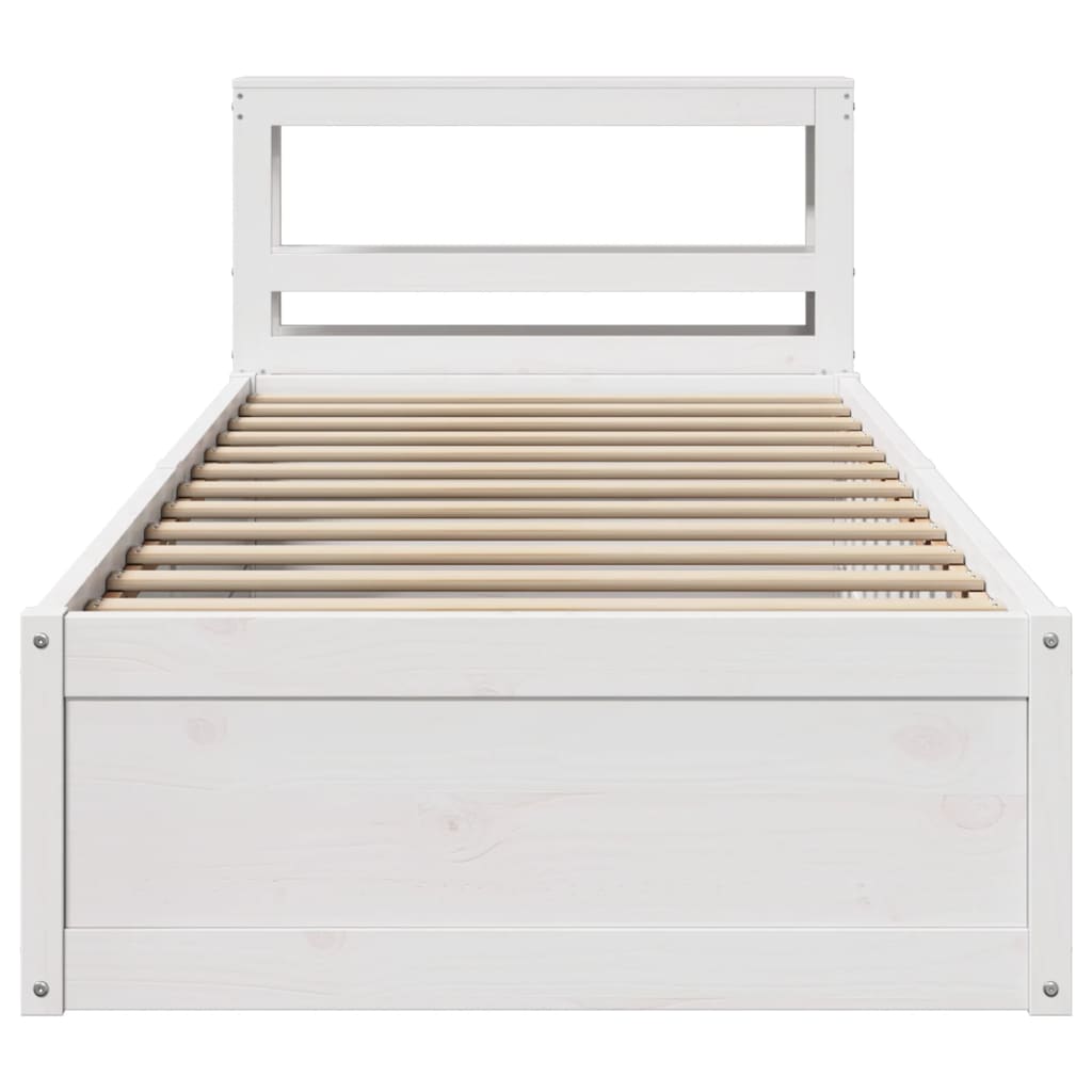 Cadre de lit avec tête de lit blanc 75x190cm bois de pin massif - XIOS