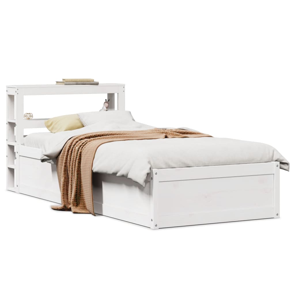 Cadre de lit avec tête de lit blanc 75x190cm bois de pin massif - XIOS
