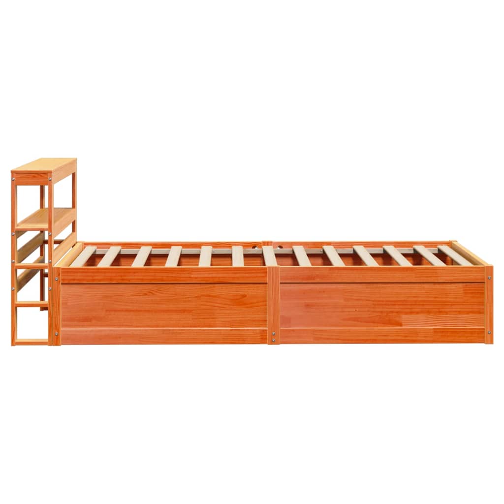 Cadre de lit avec tête de lit cire marron 75x190 cm bois de pin - XIOS