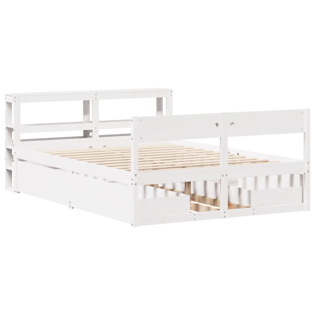 Cadre de lit sans matelas blanc 140x200 cm bois de pin massif - XIOS