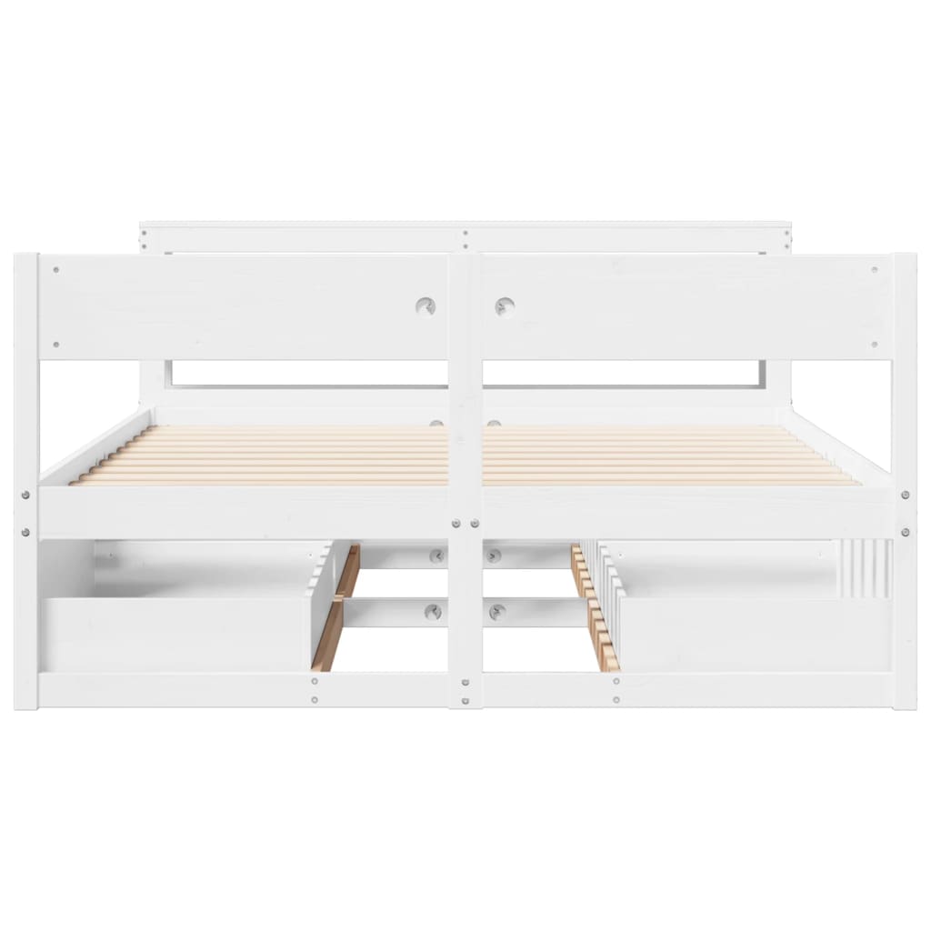 Cadre de lit sans matelas blanc 140x200 cm bois de pin massif - XIOS