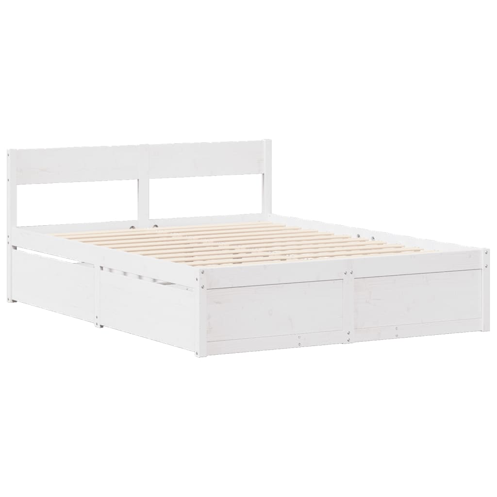 Cadre de lit sans matelas blanc 140x200 cm bois de pin massif - XIOS
