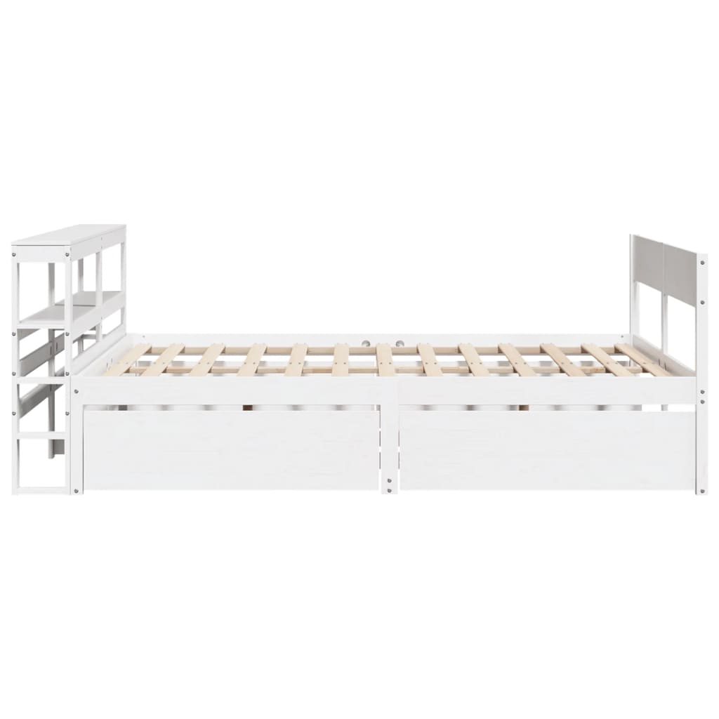 Cadre de lit sans matelas blanc 140x200 cm bois de pin massif - XIOS