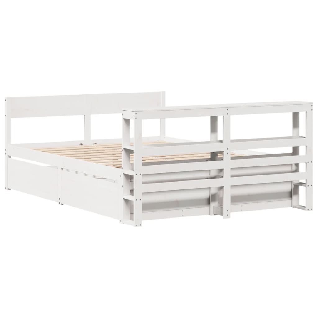 Cadre de lit sans matelas blanc 140x200 cm bois de pin massif - XIOS