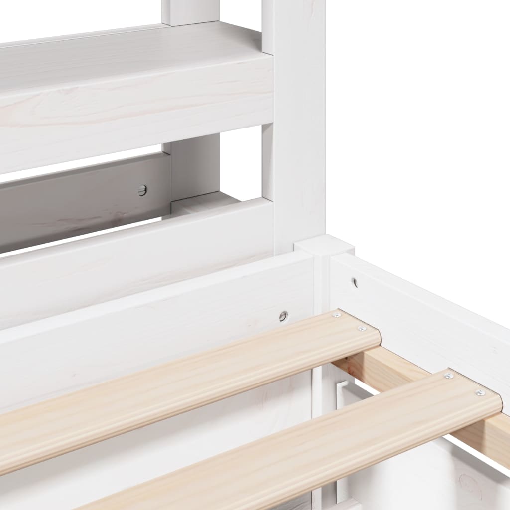 Cadre de lit sans matelas blanc 140x200 cm bois de pin massif - XIOS