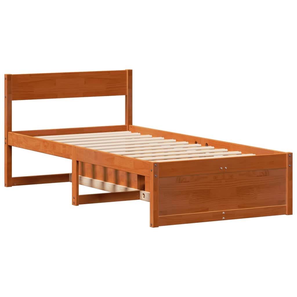 Cadre de lit sans matelas cire marron 100x200cm bois pin massif - XIOS