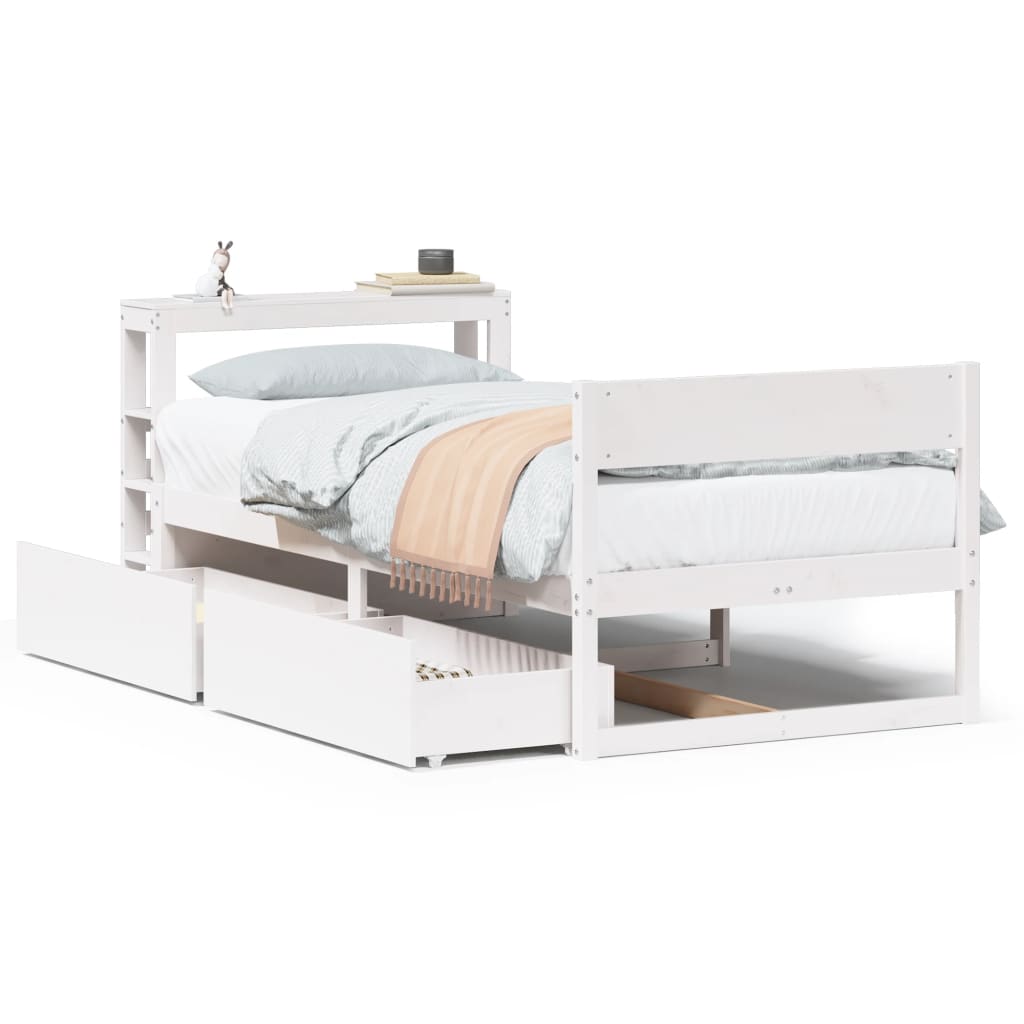 Cadre de lit sans matelas blanc 90x200 cm bois de pin massif - XIOS