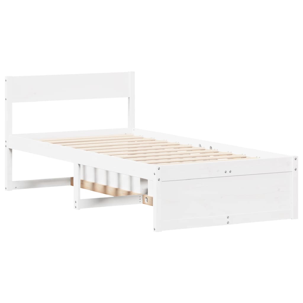 Cadre de lit sans matelas blanc 90x200 cm bois de pin massif - XIOS