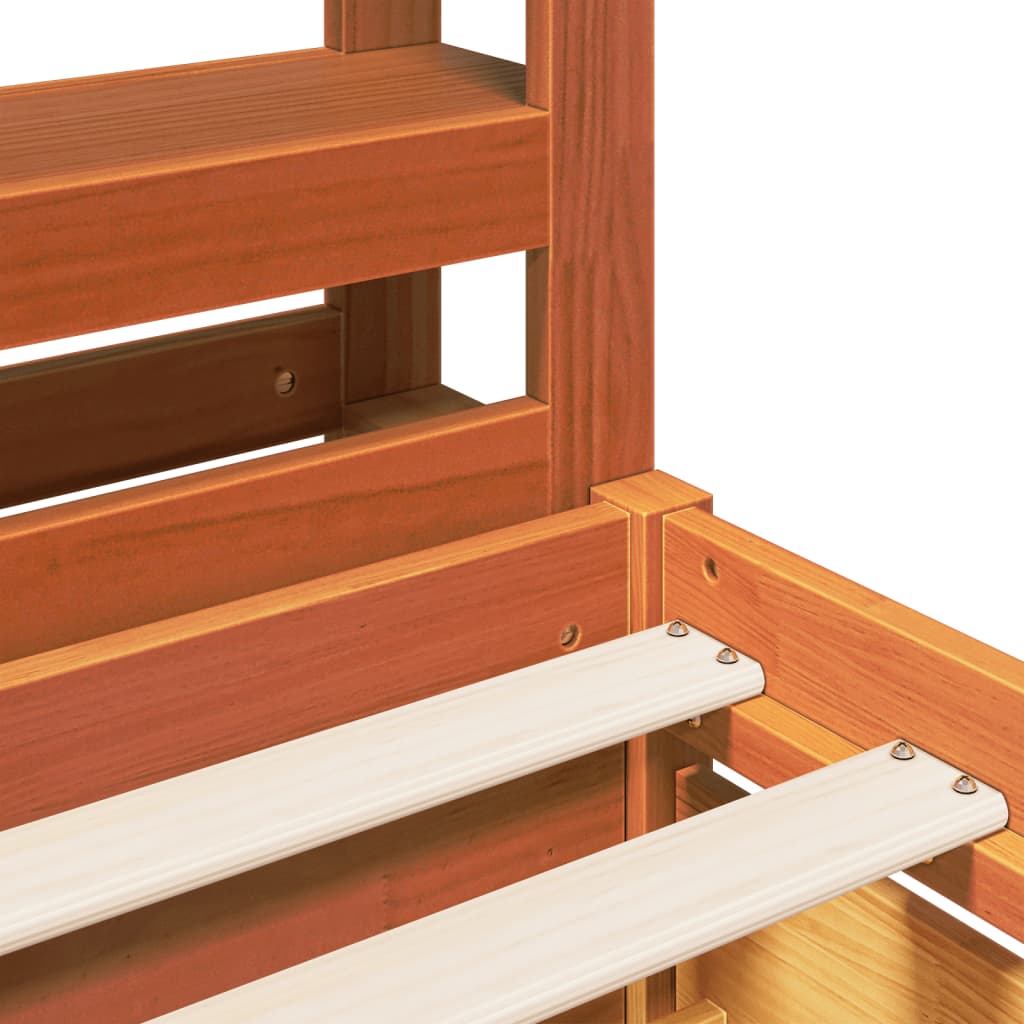 Cadre de lit sans matelas cire marron 135x190cm bois pin massif - XIOS