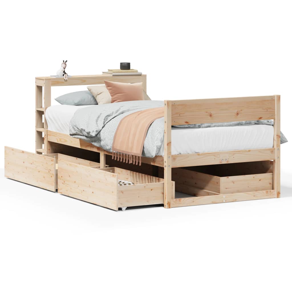Cadre de lit sans matelas 75x190 cm bois de pin massif - XIOS