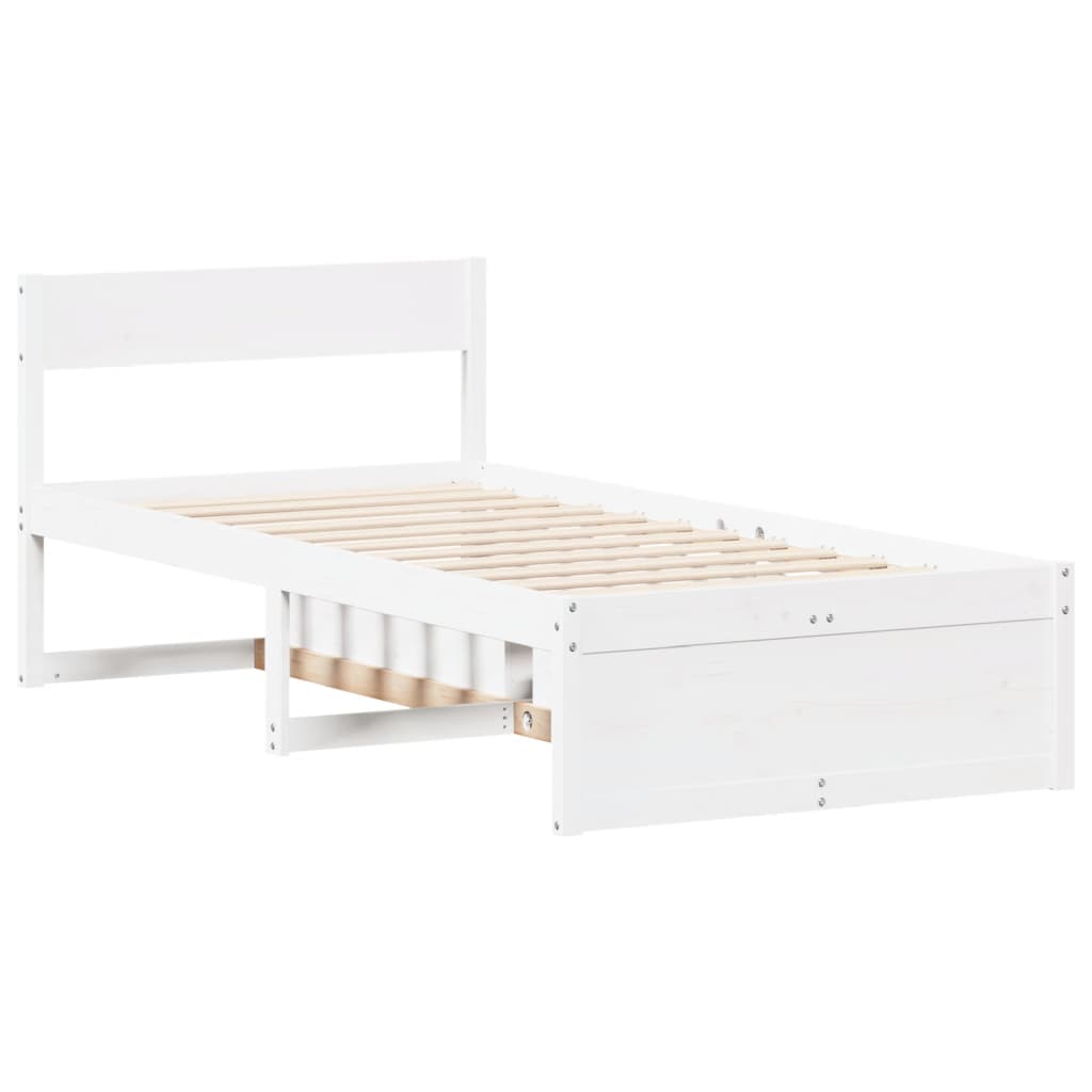Cadre de lit sans matelas blanc 75x190 cm bois de pin massif - XIOS