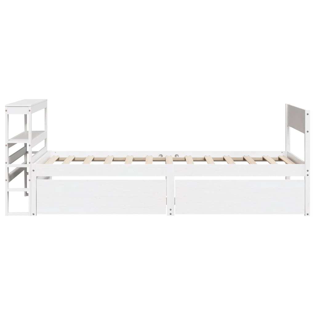 Cadre de lit sans matelas blanc 75x190 cm bois de pin massif - XIOS