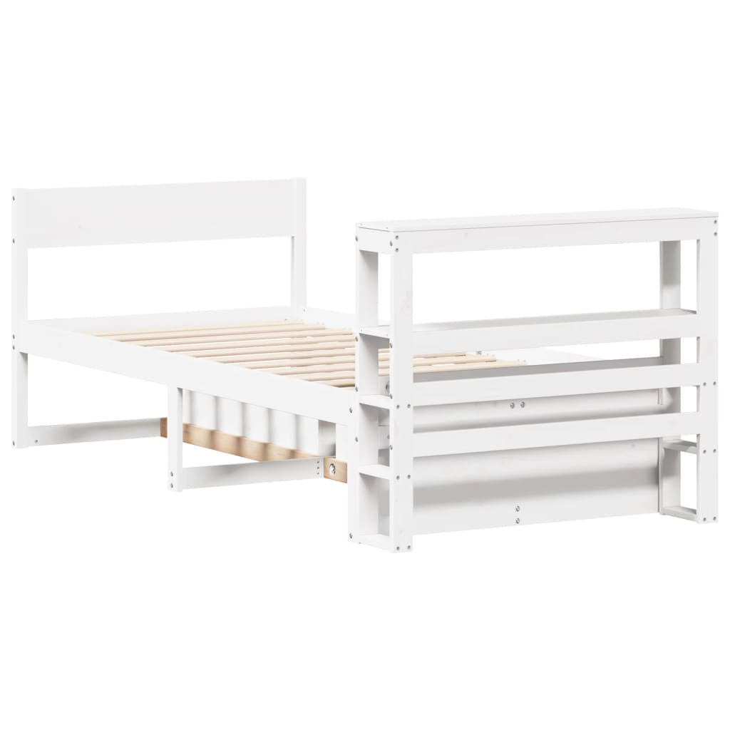 Cadre de lit sans matelas blanc 75x190 cm bois de pin massif - XIOS