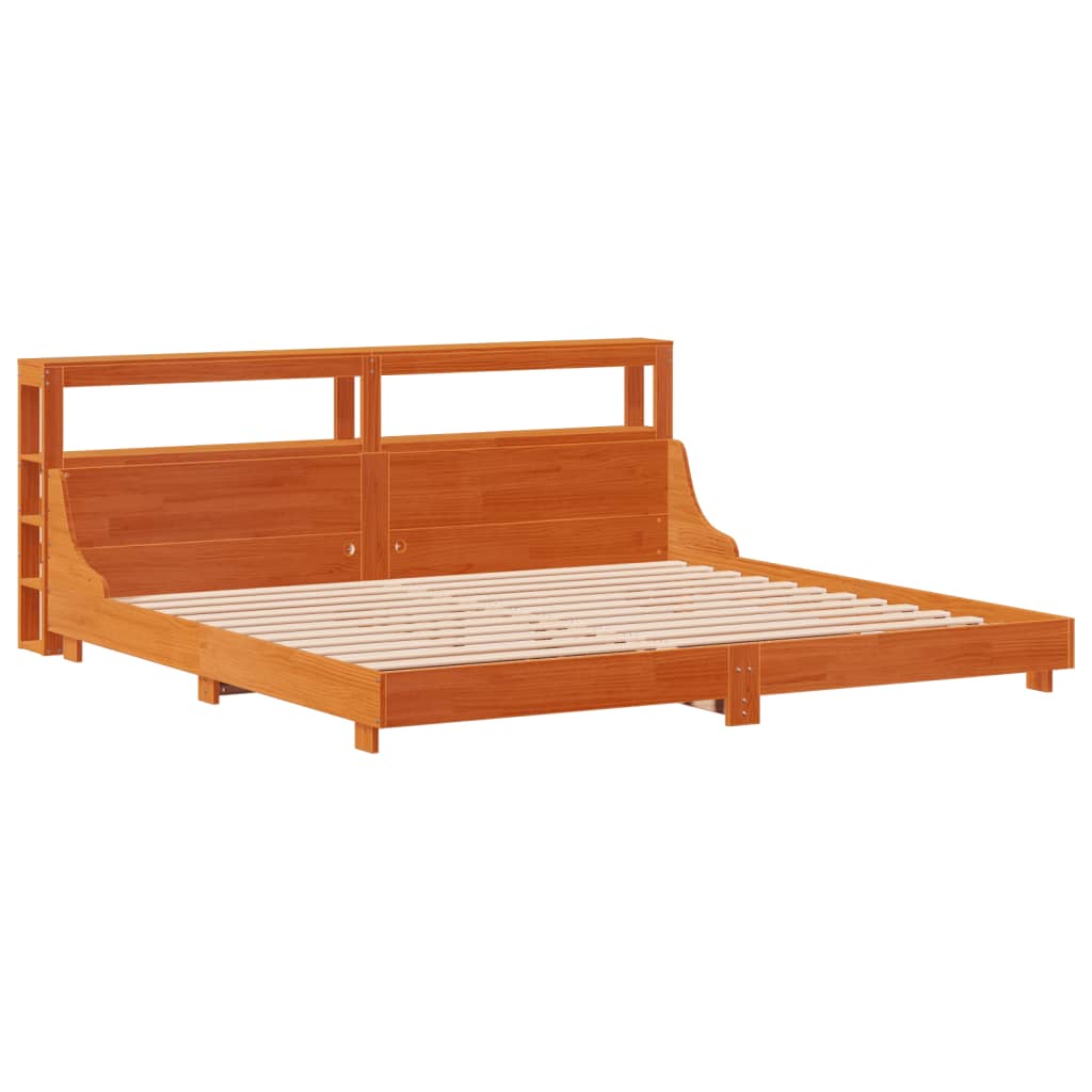 Cadre de lit sans matelas cire marron 200x200cm bois pin massif - XIOS