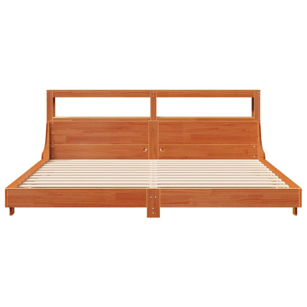Cadre de lit sans matelas cire marron 200x200cm bois pin massif - XIOS