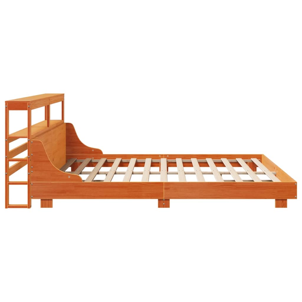 Cadre de lit sans matelas cire marron 200x200cm bois pin massif - XIOS