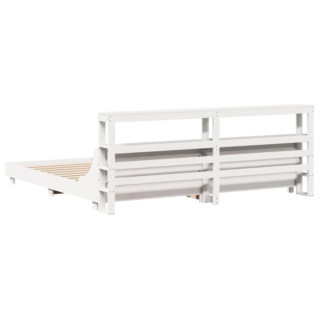 Cadre de lit sans matelas blanc 180x200 cm bois massif de pin - XIOS