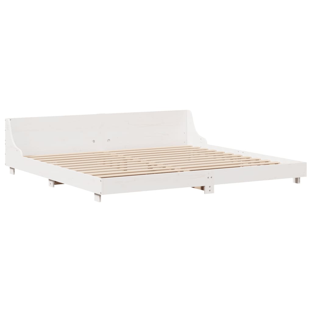 Cadre de lit sans matelas blanc 180x200 cm bois massif de pin - XIOS