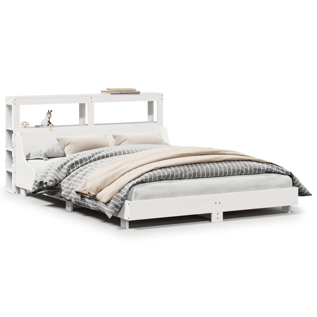Cadre de lit sans matelas blanc 160x200 cm bois de pin massif - XIOS