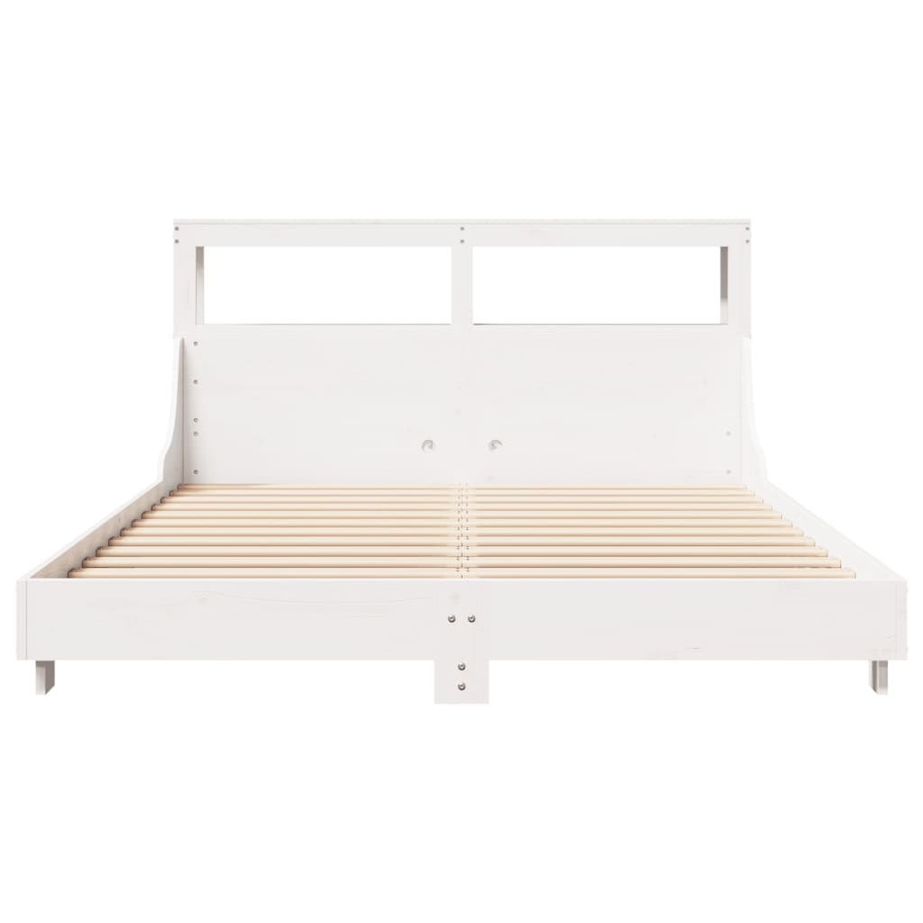 Cadre de lit sans matelas blanc 160x200 cm bois de pin massif - XIOS