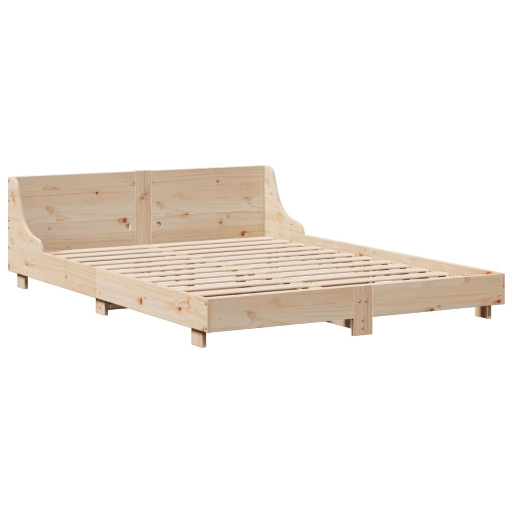 Cadre de lit sans matelas 150x200 cm bois de pin massif - XIOS