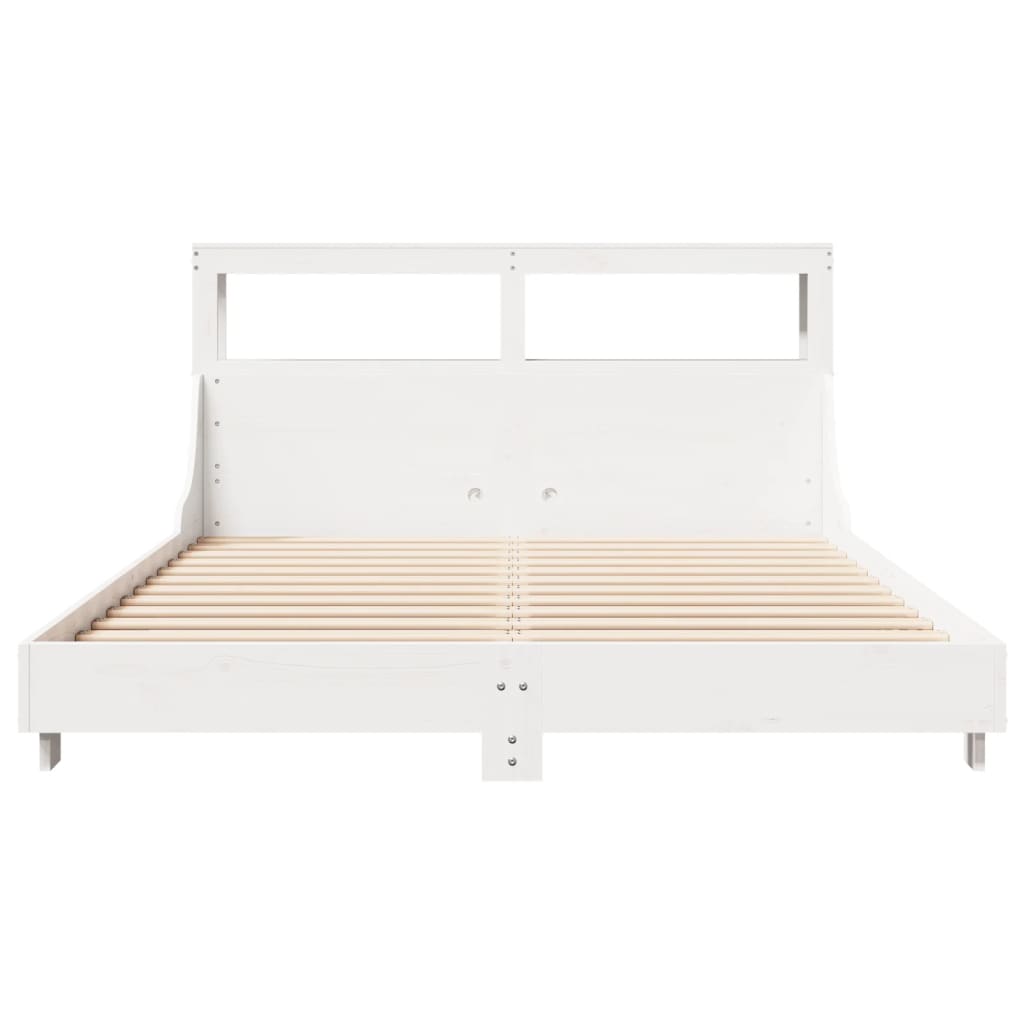 Cadre de lit sans matelas blanc 150x200 cm bois de pin massif - XIOS
