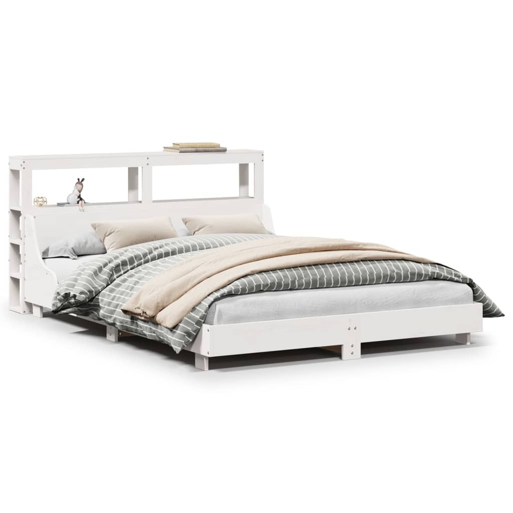Cadre de lit sans matelas blanc 140x200 cm bois de pin massif - XIOS